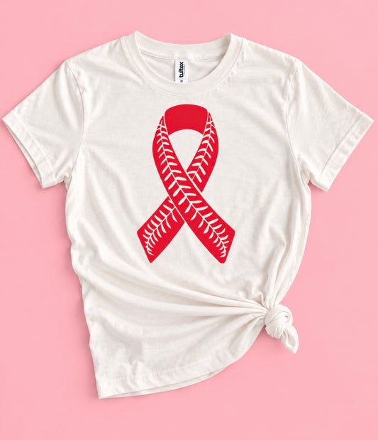 Breast Cancer Baseball Ribbon Slim Fit Tee
