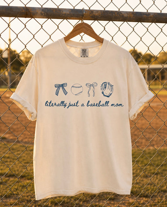 Just a Baseball Mom Tee- cream