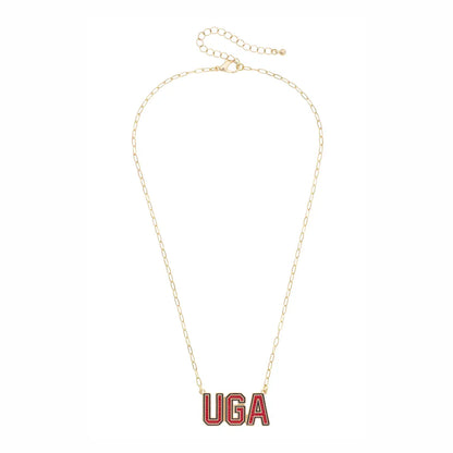 Georgia Bulldog Pave Outline Necklace